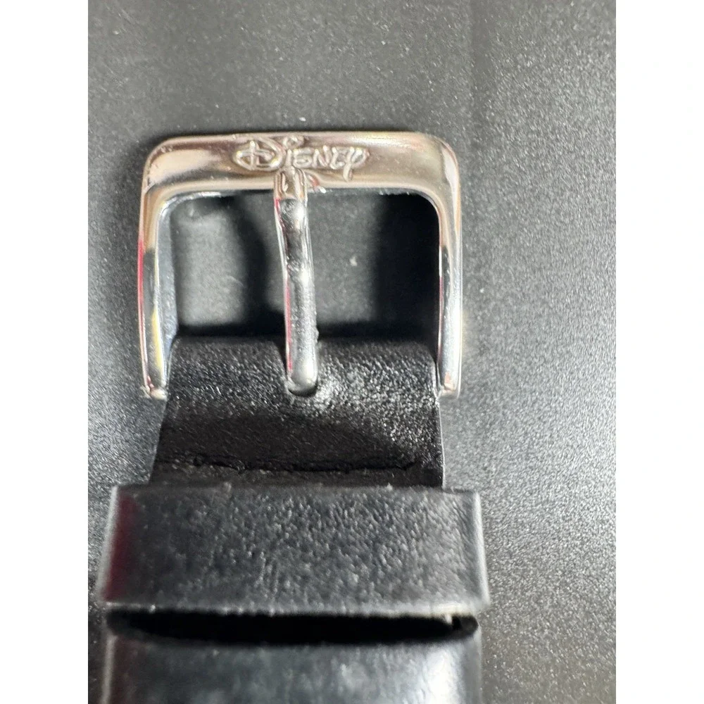 Disney Mickey Mouse Musical Quartz Watch MU0319 Silver Tone Black Leather Band